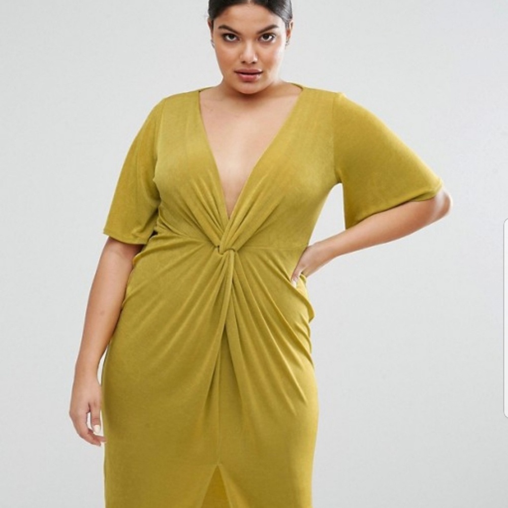 ASOS Curve Slinky Kimono Knot Front Dress